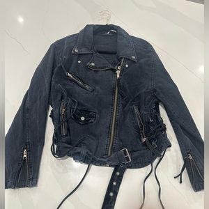 Free People oversized denim moto jacket